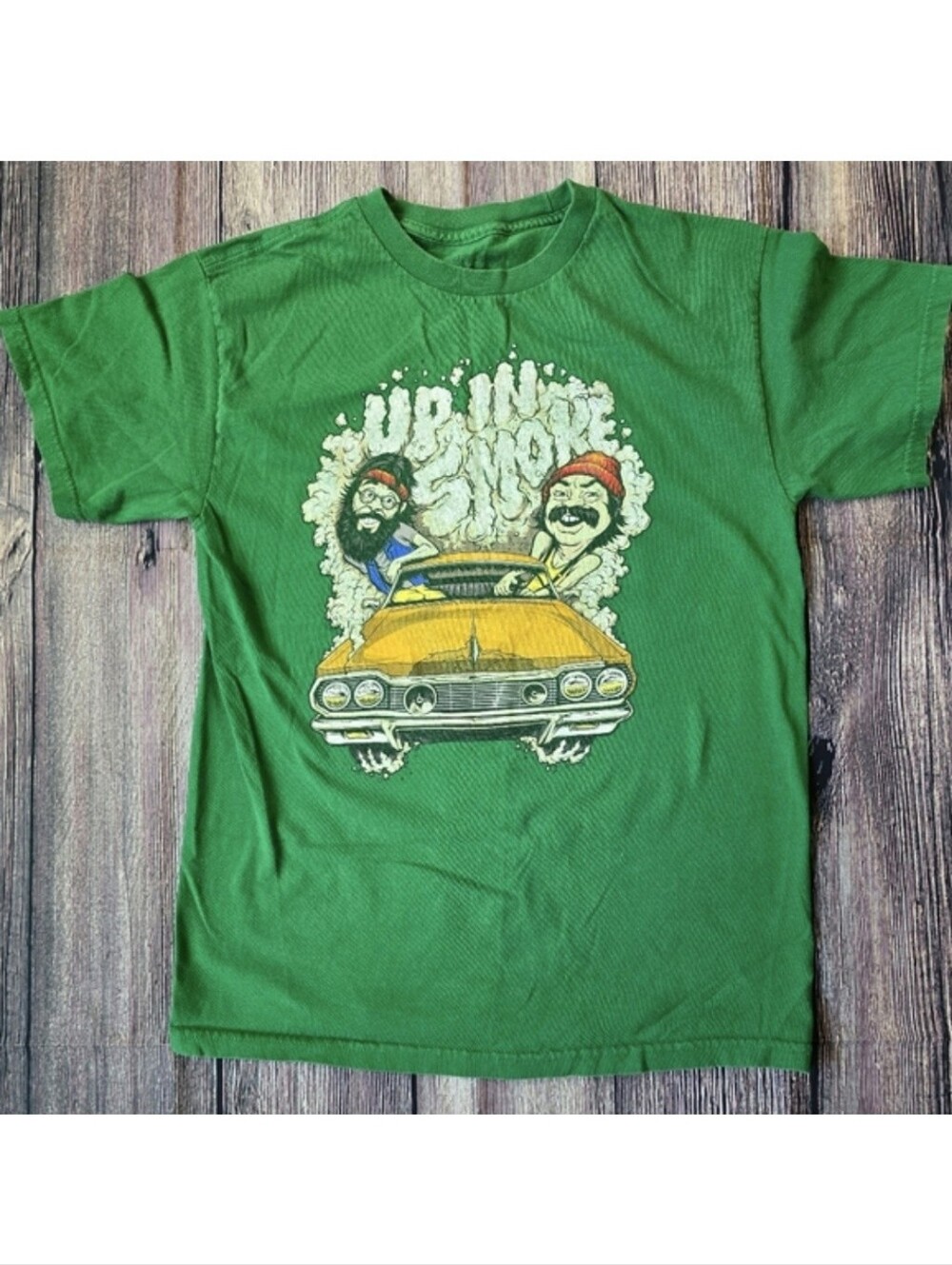 Cheech and Chong Up In Smoke Green Novelty Short Sleeve Tee